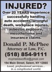 Donald P. McPhee successfully handles auto accidents and more