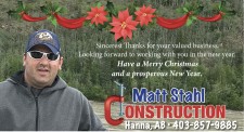 Have a Merry Christmas and a prosperous New Year from Matt Stahl Construction